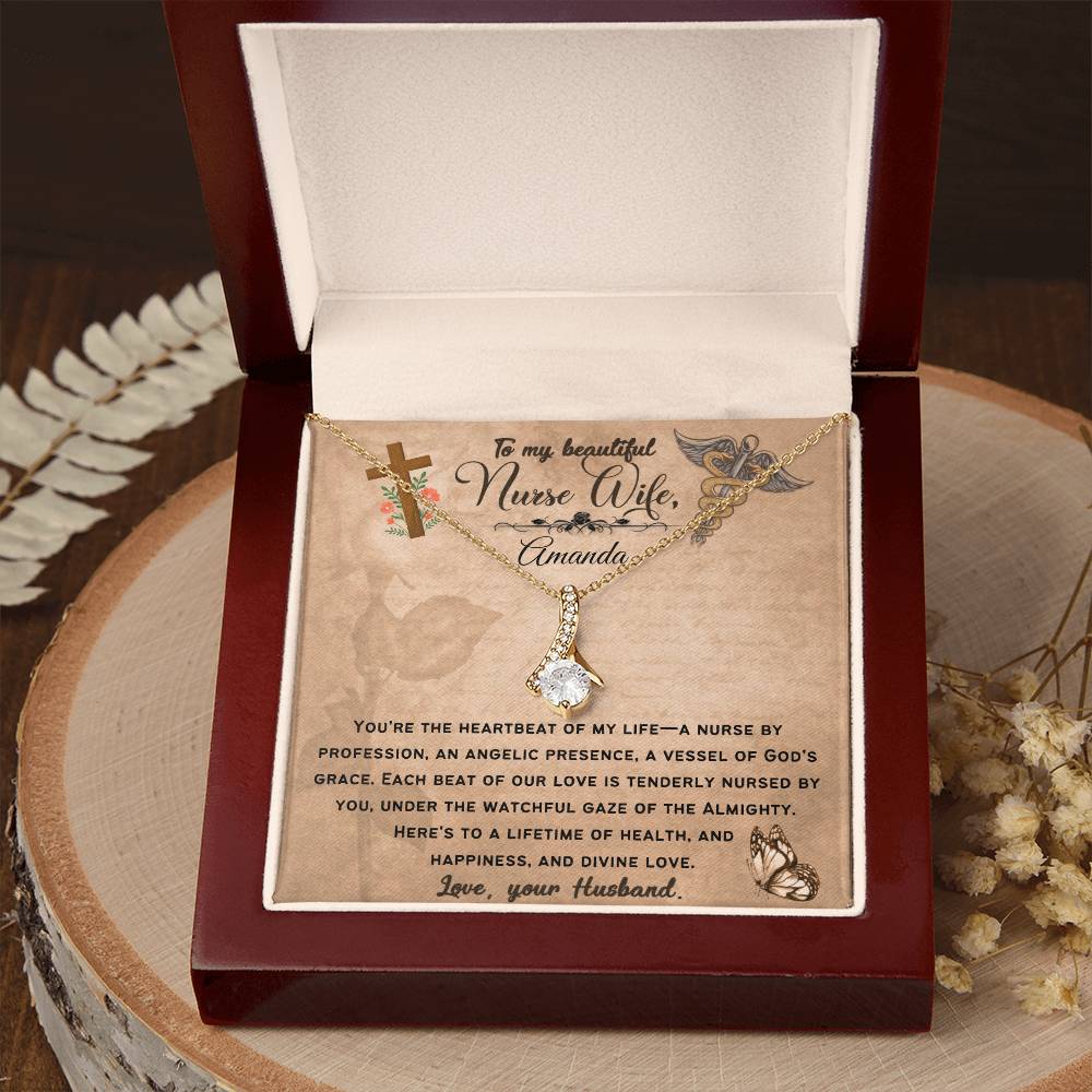Gift For My Angelic Nurse-Wife, Alluring Beauty Necklace - Guided by God's Grace"