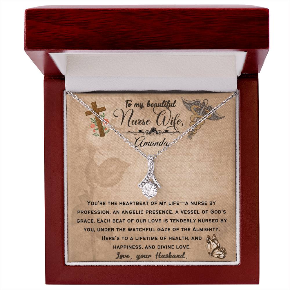 Gift For My Angelic Nurse-Wife, Alluring Beauty Necklace - Guided by God's Grace"