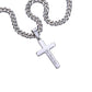 Gift For Christian Dad Who Loves Dogs - Personalized Steel Cross Necklace on Cuban Chain