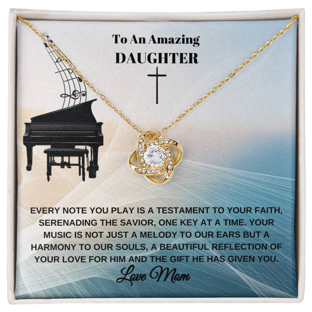 Gift For Christian Pianist Daughter  -  Love Knot Necklace