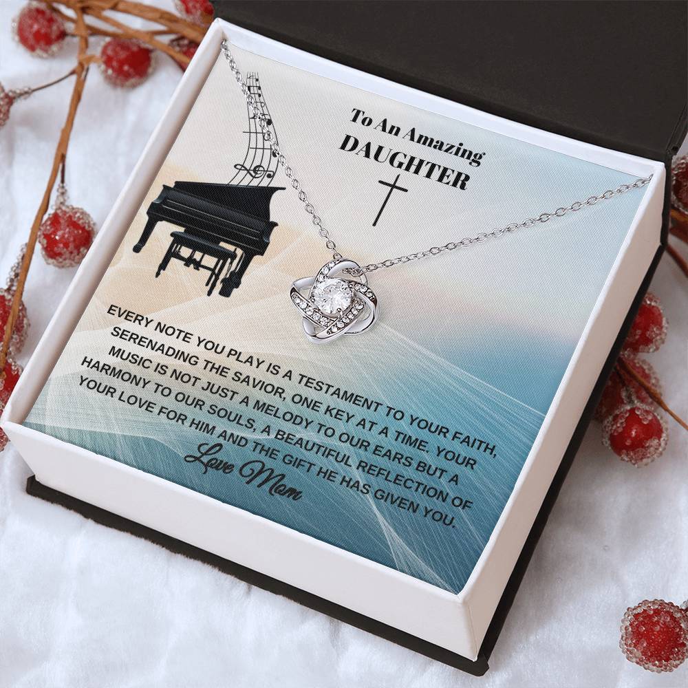 Gift For Christian Pianist Daughter  -  Love Knot Necklace