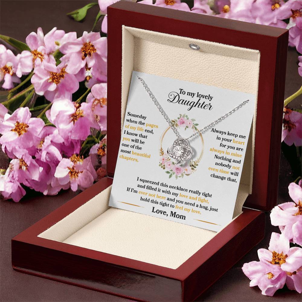 To My Lovely Daughter, Hold This Tight To Feel My Love -Love Knot Necklace