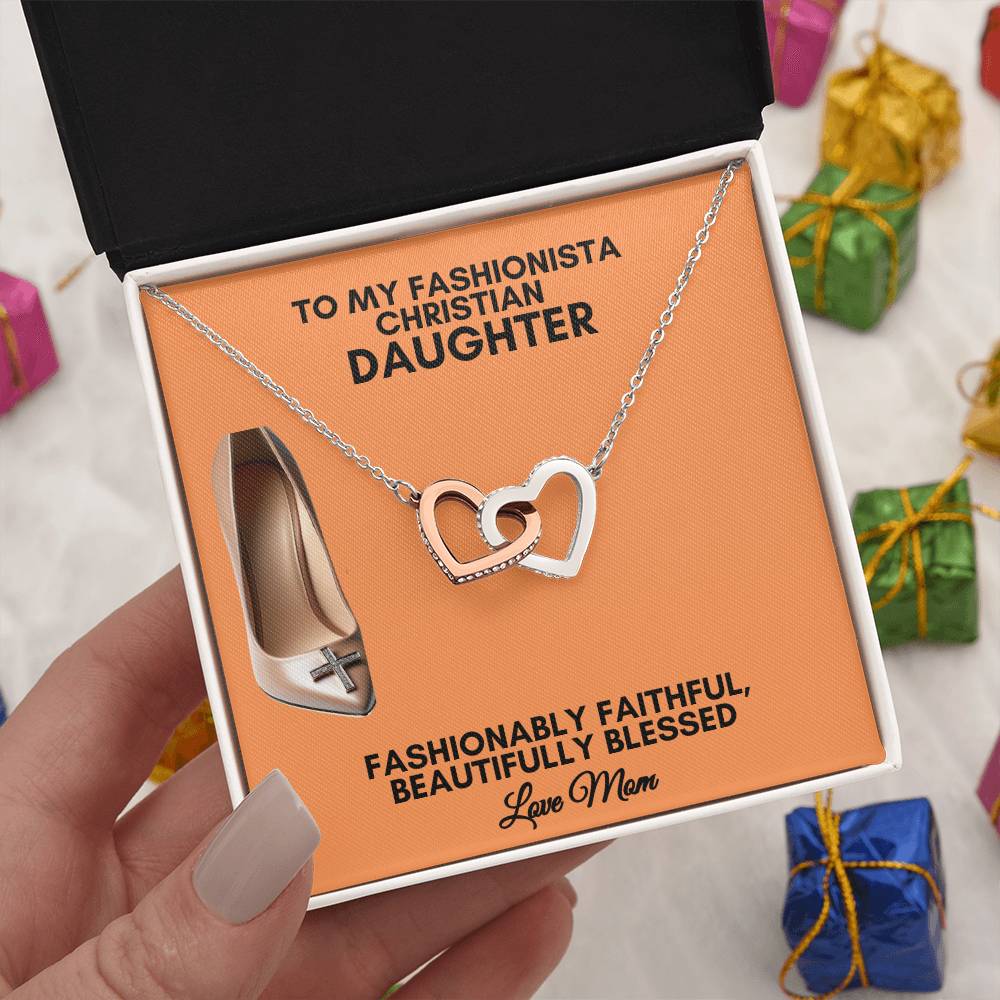 Gift For Christian Fashionista Daughter - Interlocking Hearts Necklace