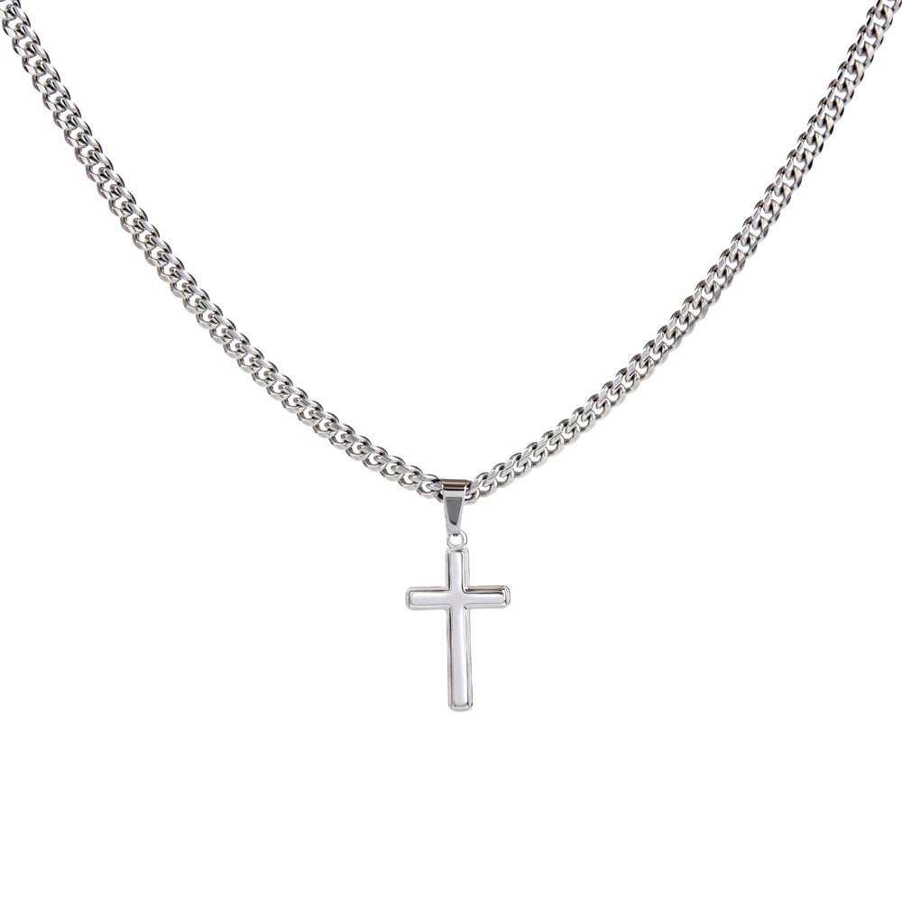 Gift For Son - Artisan Cross Necklace on Cuban Chain - Mom