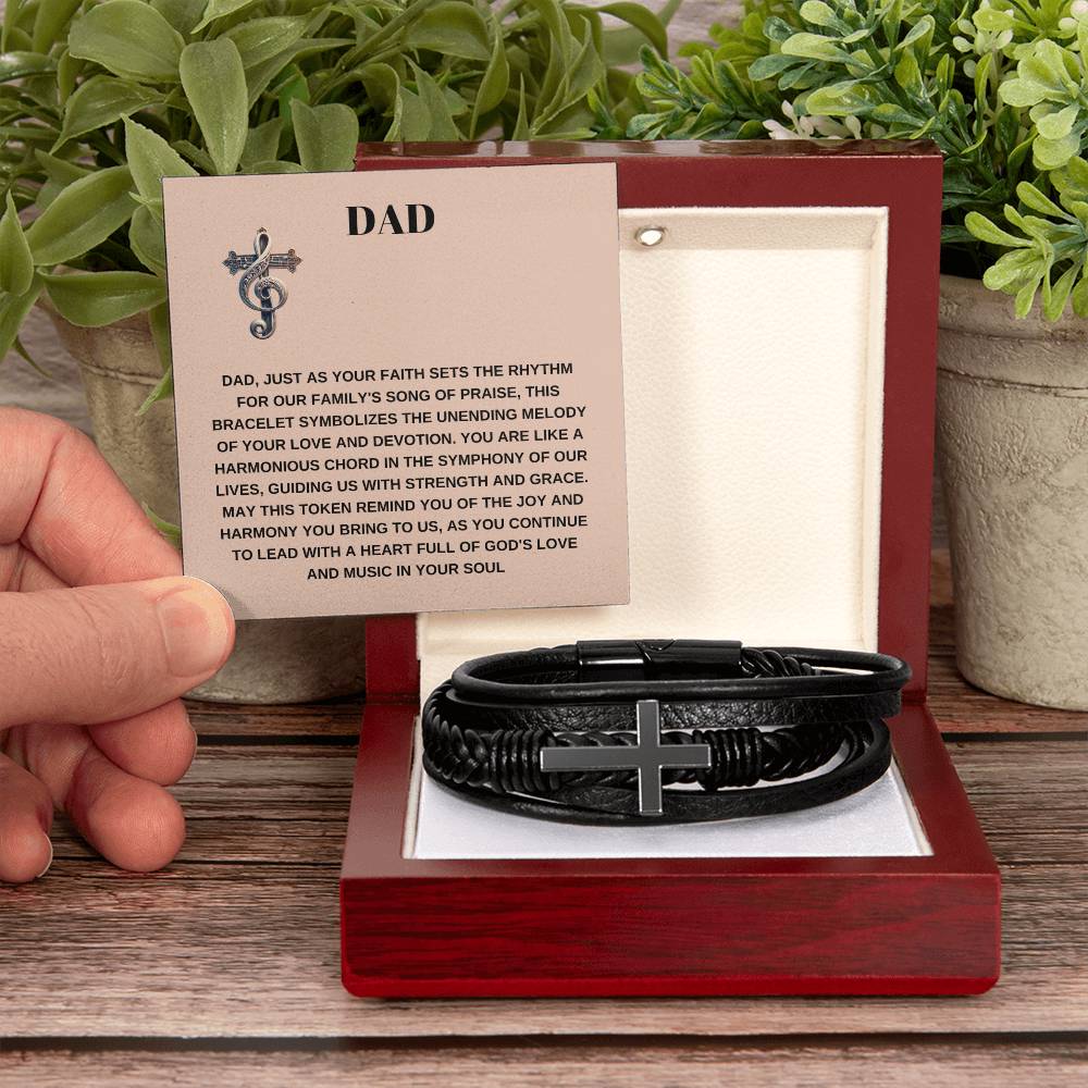 Gift For Christian Musician Dad - Men's Cross Bracelet